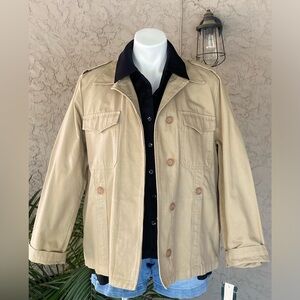 Harve Benard Vintage Jacket, 100% Cotton, Button Front, Khaki, Women’s Sz 14 NWT